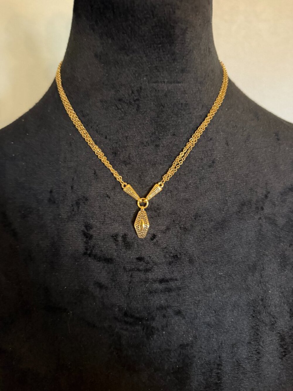 Vintage Napier Gold Tone Multi Strand Geometric Pendant Necklace